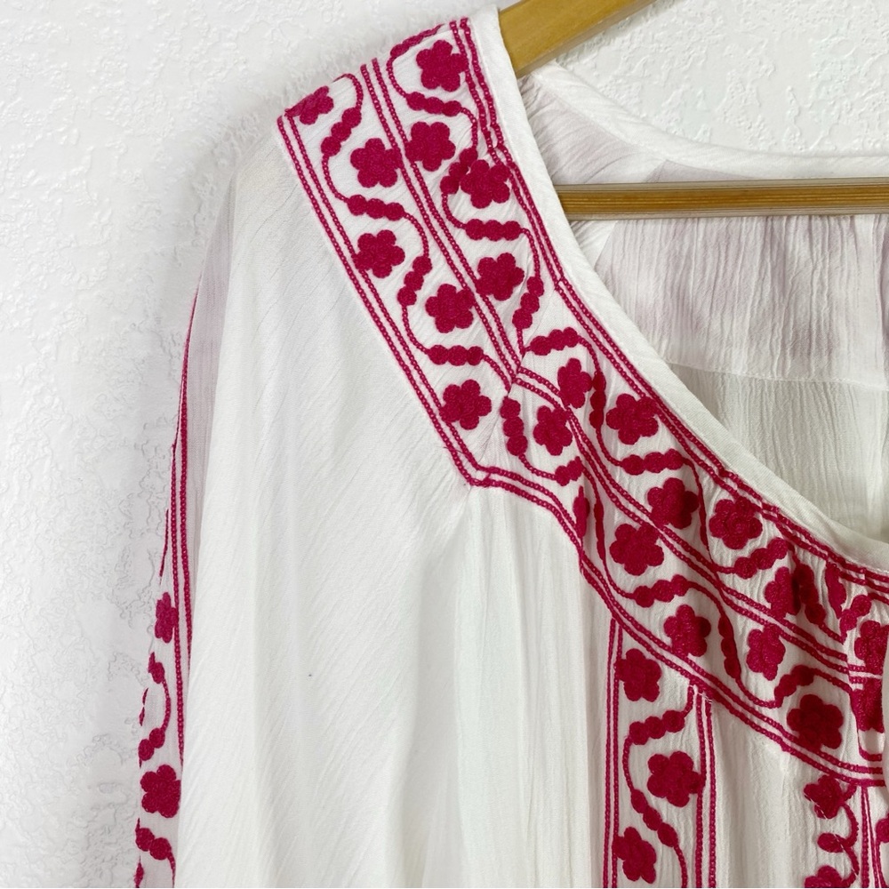 Soft Surroundings White & Pink Embroidered Blouse - Picture 3 of 5